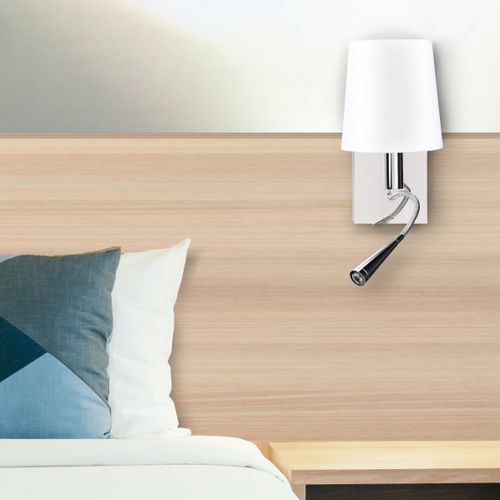Contemporary wall light - ASSET - Aluminor - indoor / chrome steel / fabric