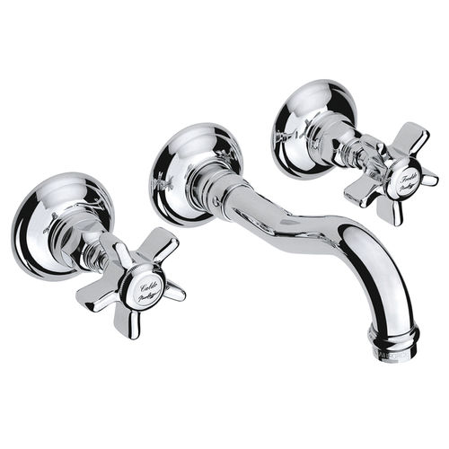 Double-handle washbasin mixer tap - 950.1477 - Aqua Prestige - wall-mounted / brass / bathroom