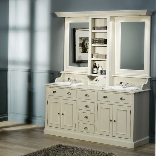 Double washbasin cabinet - MILTON - Aqua Prestige - free-standing / wooden / marble
