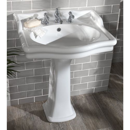 Free-standing washbasin - LOXLEY AVEC DOSSERET - Aqua Prestige - porcelain / 3-hole / without overflow