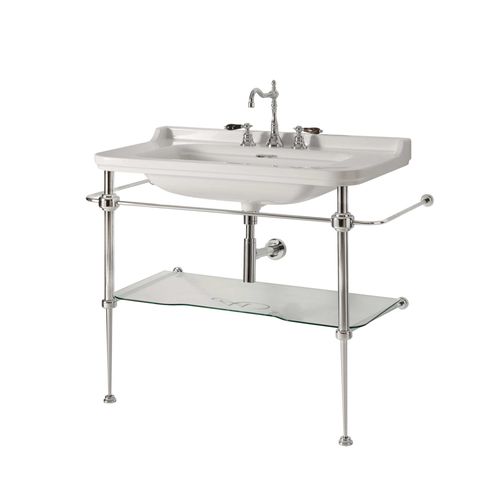 Free-standing washbasin - WALDORF - Aqua Prestige - porcelain / with shelf / rectangular