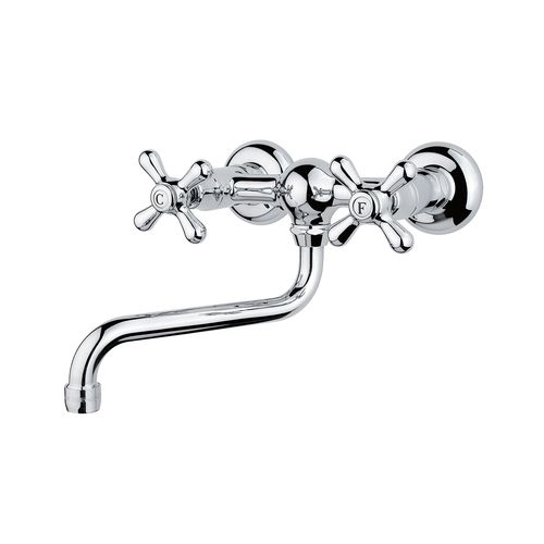 Wall-mounted double-handle mixer tap - NUOVA BRENTA 950.2505.01.XX - Aqua Prestige - brass / kitchen / 2-hole