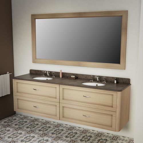 Double washbasin cabinet - CORINTHIA - Aqua Prestige - wall-mounted / oak / marble