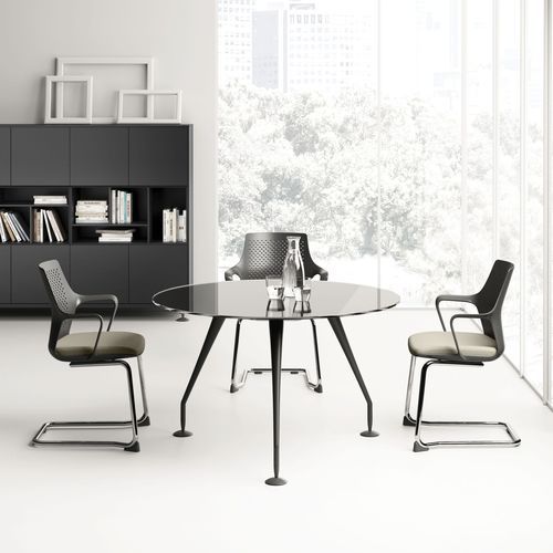 Contemporary boardroom table - ENOSI  - Las Mobili - aluminum / lacquered glass / metal base