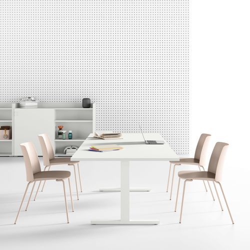 Contemporary boardroom table - OXI - Las Mobili - wood / metal / metal base