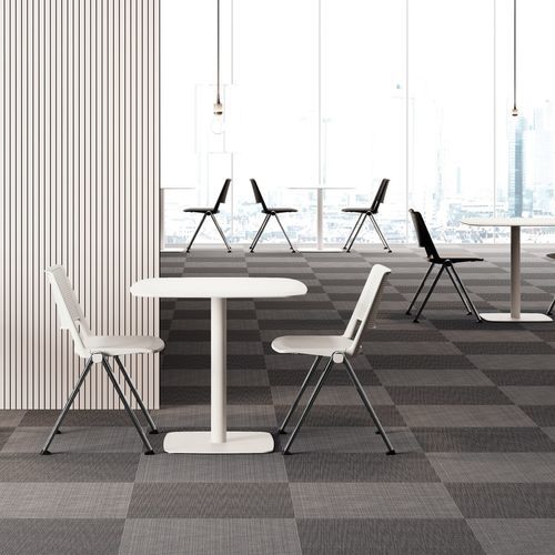 Contemporary chair - F01 - Las Mobili - indoor / polypropylene / metal base