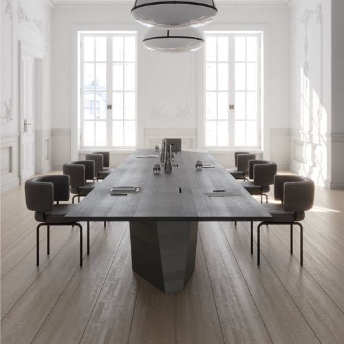 Contemporary conference table - VARAN  - more - wood / solid wood / wooden base