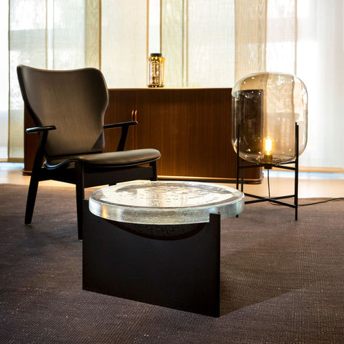 Contemporary coffee table - ALWA ONE SERIES - Pulpo - glass / powder-coated steel base / round