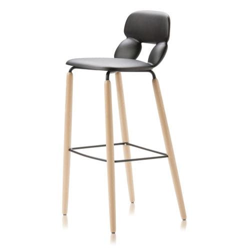 Contemporary bar stool - NUBE W SG 80 - CHAIRS & MORE - polyurethane / beech base / painted metal base