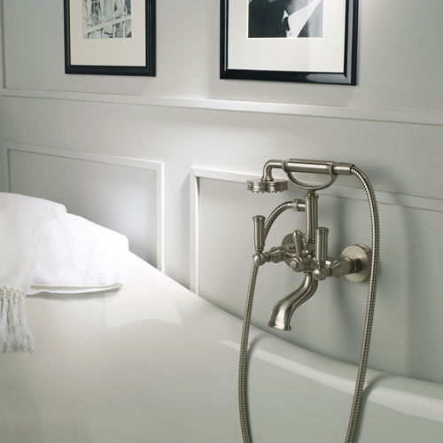 Double-handle shower mixer tap - Z001103 - BOSSINI - for bathtub / wall-mounted / chrome-plated brass