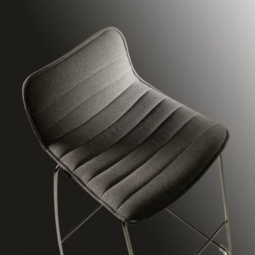 Contemporary bar stool - CABLE - Moschella Sedute Srl - fabric / metal base / sled base