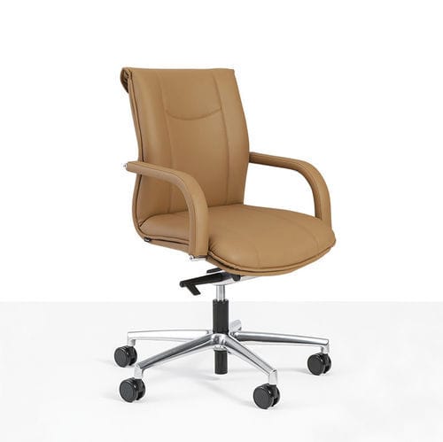 Contemporary office armchair - QUEEN - Moschella Sedute Srl - leather / beech / plywood