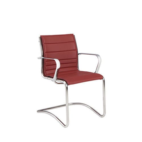 Contemporary visitor armchair - SPACE SLIM - Moschella Sedute Srl - leather / steel / aluminum