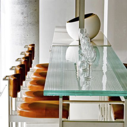 Contemporary dining table - ThinkGlass - glass / rectangular / round