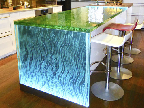 Contemporary kitchen - BROSSA - ThinkGlass - glass / island / L-shaped