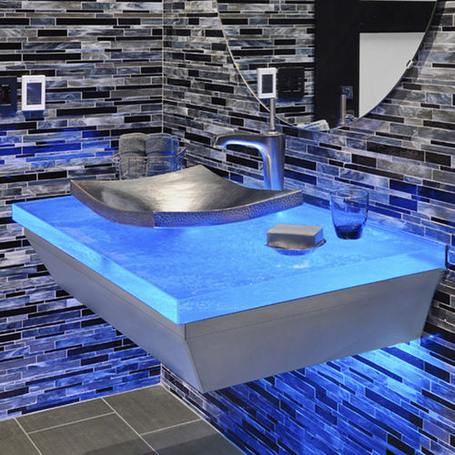 Glass vanity top . ThinkGlass custom / backlit