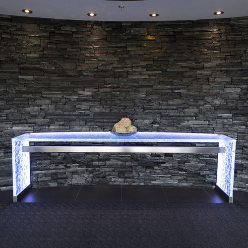 Contemporary table - HERMA - ThinkGlass - glass / glass base / rectangular