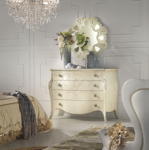 Classical chest of drawers - 240/DEC - Bbelle - lacquered wood / 4-drawer / ivory