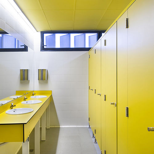 Toilet cubicle - ALUMINIUM TOP PROFILE - DINOR - laminate / HPL / aluminum
