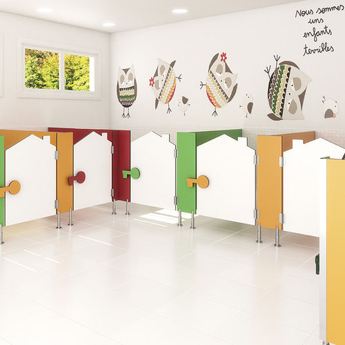 Laminate washroom cubicle - MAISONETTES - DINOR - HPL / toilet / kindergarten