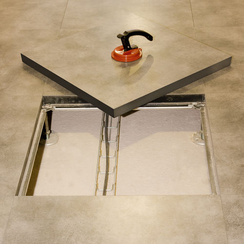 Particle board raised access floor tile - DINOR - wooden / non-slip / high-resistance