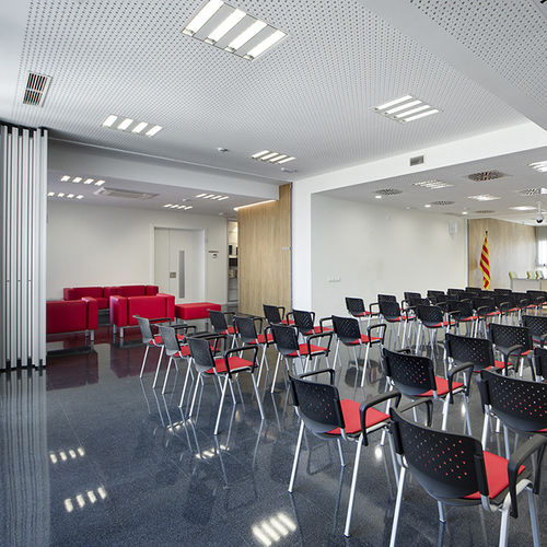 Mobile partition - DINOR - modular / with glass panel / suspended