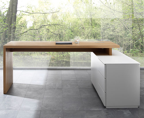 Contemporary desk - CUBO - Sudbrock - oak / lacquered wood / with storage compartment