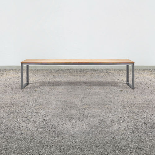 Contemporary garden bench - on_05 - Silvio Rohrmoser - larch / stainless steel / without backrest