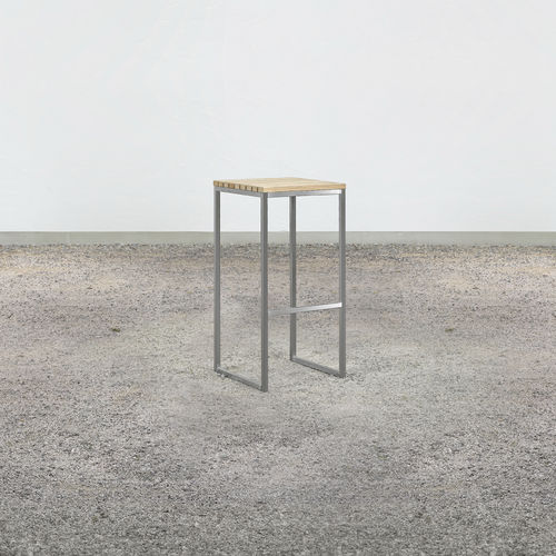 Contemporary bar stool - on_07 - Silvio Rohrmoser - larch / stainless steel base / 4-legged