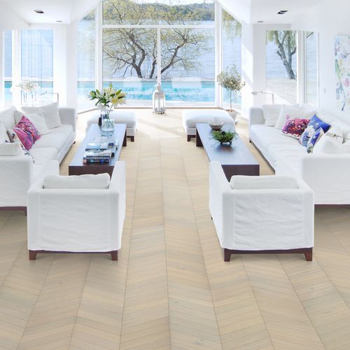 Engineered parquet floor - ID : WHITE - Kahrs - oak / herringbone / oiled
