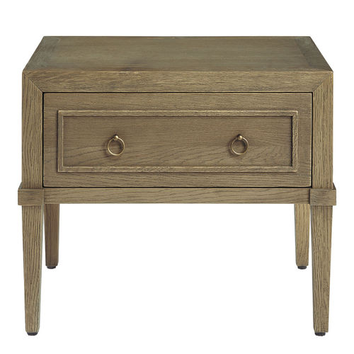 Traditional bedside table - ARIANNE - BLANC D'IVOIRE - oak / wooden base / rectangular