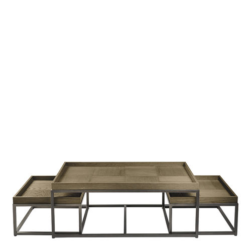 Contemporary nesting tables - CELINE - BLANC D'IVOIRE - wood veneer / plywood / iron base
