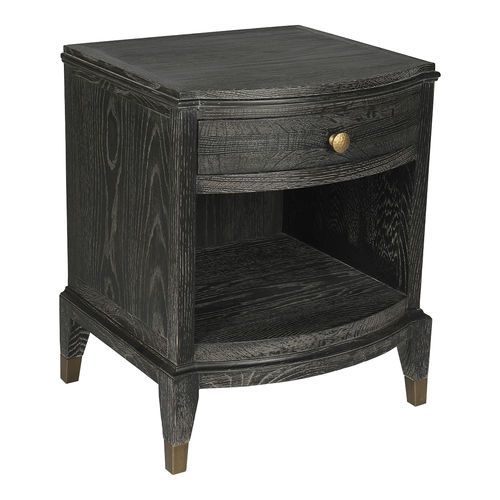 Traditional bedside table INES BLANC D'IVOIRE oak / oak base