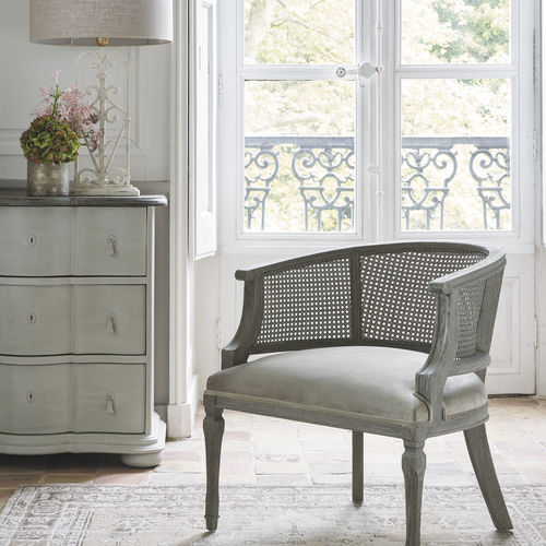 Traditional armchair - CLARINDA - BLANC D'IVOIRE - velvet / foam / polyester