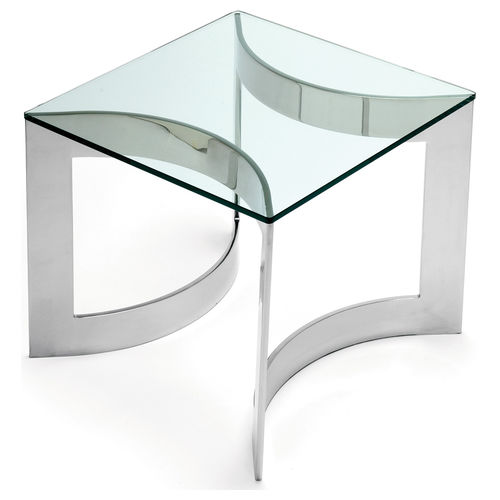 Contemporary side table - ORIO - Decorus - glass / polished stainless steel / square
