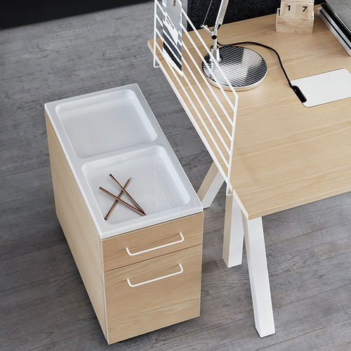 Oak office unit - STRING FURNITURE - ash / ABS / 2-drawer