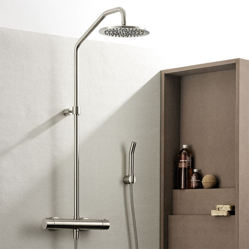 Thermostatic shower column - CORSIVO 11TH22 - MINA Rubinetterie - commercial / stainless steel / brushed