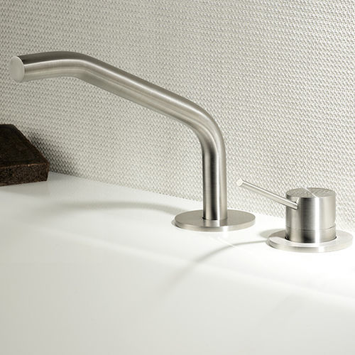 Stainless steel bathtub mixer set - CORSIVO 11491 - MINA Rubinetterie - deck mounted / contemporary / 2-hole