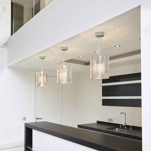 Pendant lamp - ELLIPSE N°12 - Vidé Creation Paris - polished stainless steel / contemporary / corded