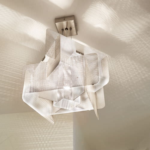 Pendant lamp - CUBE N°28A - Vidé Creation Paris - polished stainless steel / contemporary / corded