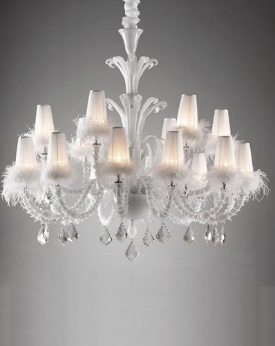 Traditional chandelier - SOPHIT - Carlesso - glass / blown glass / feather