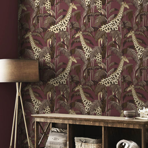 Contemporary wallpaper - BOTANY HOUSE : GIRAFFE - Parato - nature pattern / animal motif / gray