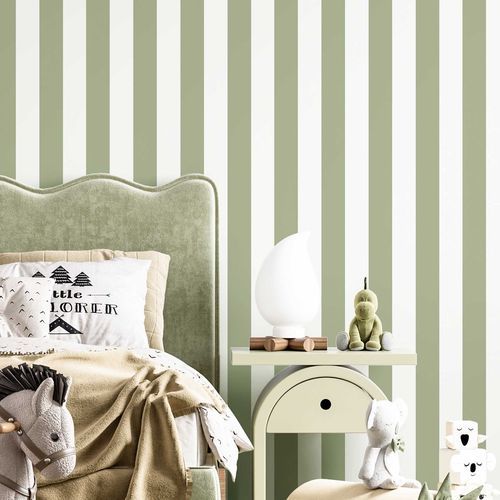 Contemporary wallpaper - MiniMe : RIGA - Parato - striped / fabric look / green