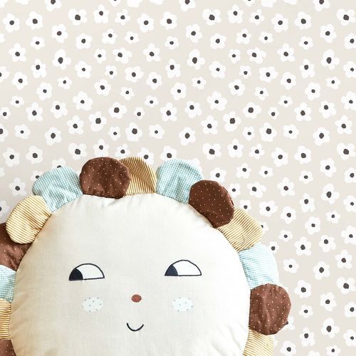 Contemporary wallpaper - MiniMe : MARGHERITE - Parato - children's pattern / green / beige