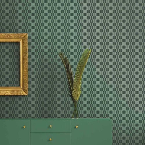 Contemporary wallpaper - ENERGIE : HIPPIE - Parato - vinyl / geometric pattern / green