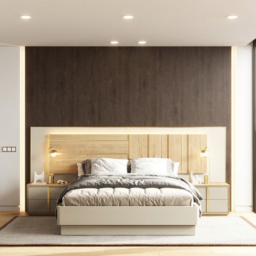 Double bed - XL XLUX - Irmaos Pereira Pacheco, SA - contemporary / with headboard / oak