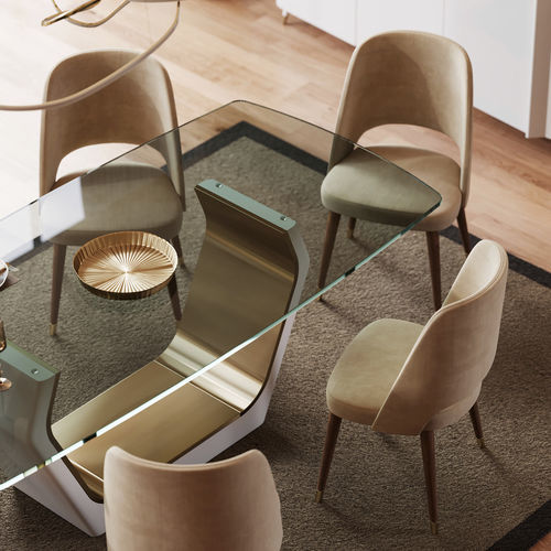 Contemporary chair - Enzo - Irmaos Pereira Pacheco, SA - living room / fabric / walnut base