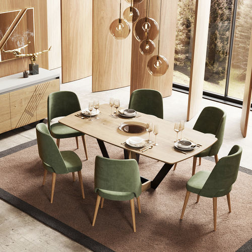 Contemporary dining table - Enzo - Irmaos Pereira Pacheco, SA - oak / oak base / rectangular