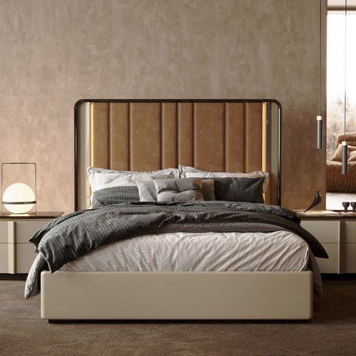 Double bed - Zenit - Irmaos Pereira Pacheco, SA - contemporary / with upholstered headboard / fabric
