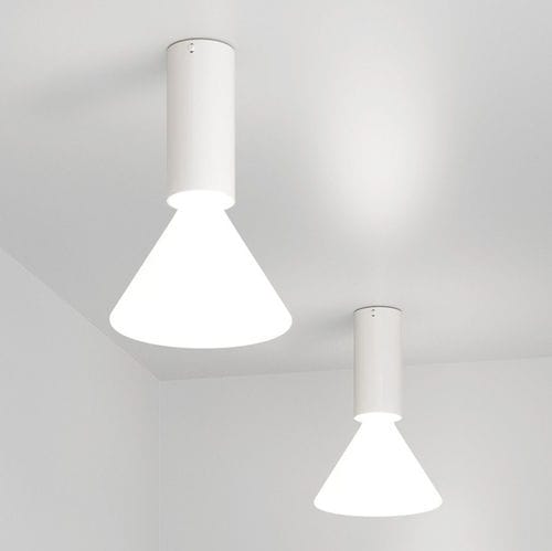 Blown glass ceiling light - pin C370 - Andcosta - contemporary / conical / lacquered aluminum